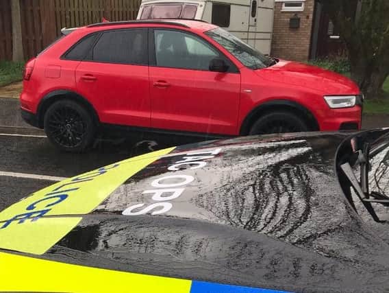 Class A drugs were found in a red Audi Q3 Quattro stopped by police on Broughton Way in Carleton. Credit: Lancs Police ARV