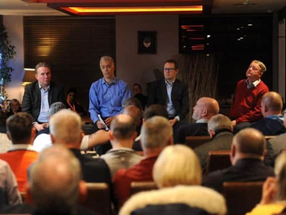 Board members Tim Fielding, Michael Bolingbroke, Ben Hatton and Ian Currie at last night's fans' forum