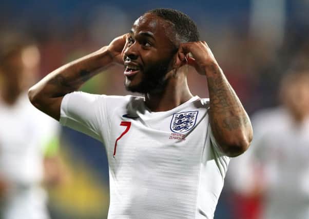 Raheem Sterling said his goal celebration on Monday was a direct response to the racist chanting in Montenegro