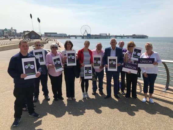 Gordon Marsden with campaigners on Blackpool Prom