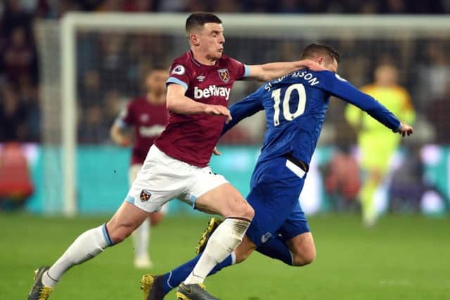 Declan Rice has played down rumours linking him with a move to Manchester United or Manchester City in the summer transfer window and the 20-year-old England international insists he is happy at West Ham.