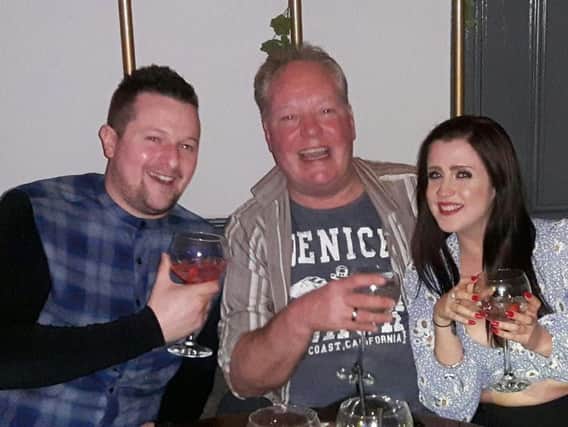 John Lydon, centre, the day before he died. Pictured with nephew Liam Gibson and his girlfriend Jodie O'Kelly