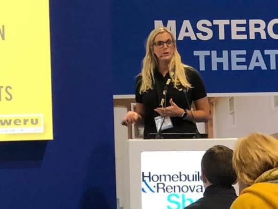 Kate Lindsay speaking at the Homebuilding and Renovating show,