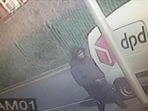 Police would like to speak with this man following the theft of a package from a delivery driver at approximately 1pm on March 14 in Carlyle Avenue, Blackpool.