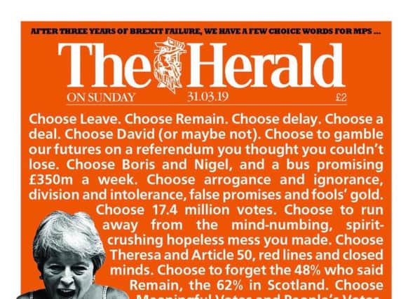 The Herald's striking front page