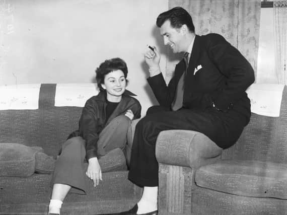 Jean Simmons and Stewart Granger at the Clifton Hotel, Blackpool, in March 1949