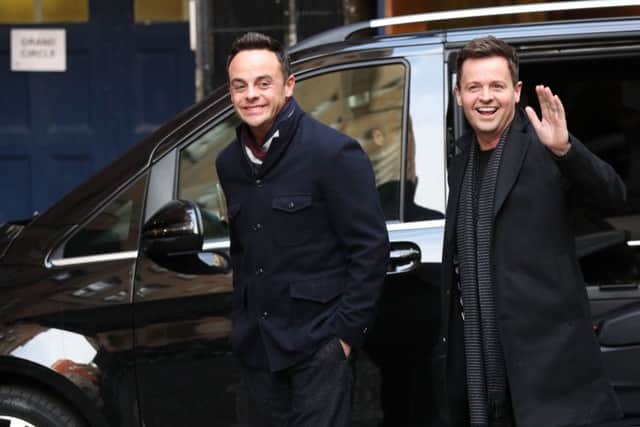File photo dated 18/01/19 of Anthony McPartlin (left) and Declan Donnelly at the London Palladium. Ant McPartlin will be reunited with his long-term presenting partner Declan Donnelly when Britain's Got Talent returns to screens this weekend. PRESS ASSOCIATION Photo. Issue date: Friday April 5, 2019. The TV star took a step back from his work commitments following his arrest for drink-driving in March last year, and Donnelly hosted the live Britain's Got Talent shows alone. See PA story SHOWBIZ BGT. Photo credit should read: Jonathan Brady/PA Wire