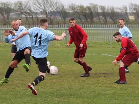 Sunday Alliance cup action between Bloomfield and AFC Lane Ends Blackpool Picture: KAREN TEBBUTT