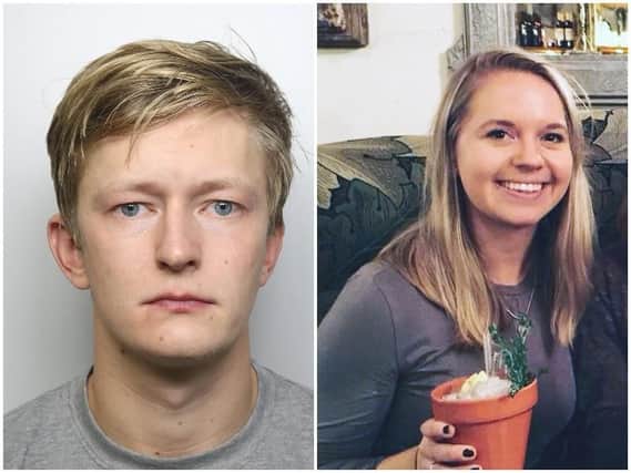 (Left) Joe Atkinson, 25, who is to be sentenced at Leeds Crown Court after he pleaded guilty to the murder of his girlfriend (right) Poppy Devey Waterhouse at a Leeds flat in December 2018.