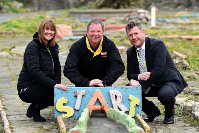 Pictured from BFL are therapeutic activities cordinator Amanda McVittie with partnerships manager Ian Treasure with CEO of Blackpool and Fylde Street Angels Paul Rawson (centre).