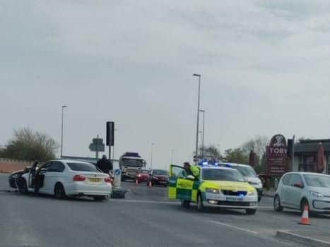 The crash happened at the junction of Preston New Road and Mythop Road in Blackpool.