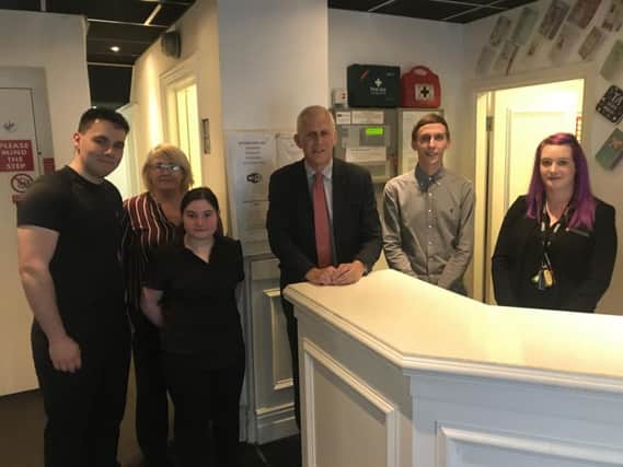 Blackpool South MP Gordon Marsden visiting the La Tour hotel on Albert Road which runs a trainee scheme is for 18 to 24-year-olds and run by St. Camillus Training in conjunction with their training provider awarding body B-Skill