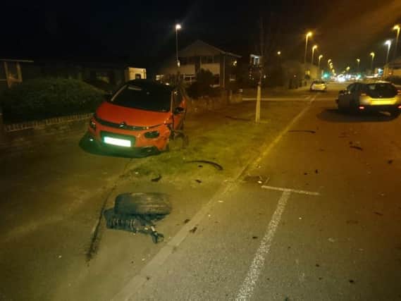 The aftermath of the crash in Highfield Road, South Shore (Picture: Lancashire Road Police)