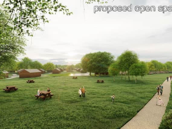 A CGI image showing the proposed lodges