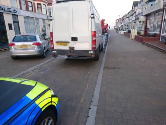 The van on St Chad's Road. Picture by Lancs road police