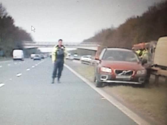 Police posted this picture of the car travelling the wrong way down the M6