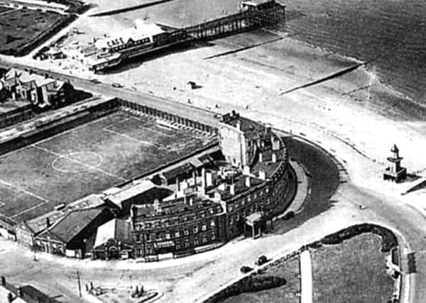 An aerial view of Fleetwood's North Euston Hotel in the 1930s, showing  the former football ground , the town's first pier and the Lower Lghthouse. The North Euston's role as a link between London and Scotland in the Victoria era has led to Fleetwood itself getting a special Red Wheel plaque, to be affixed outside the hotel in May (2019).