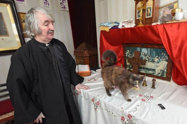 Father Anthony Gillick from Rainbow Bridge Cat Sanctuary which needs financial help to care for and rehome its many cats.