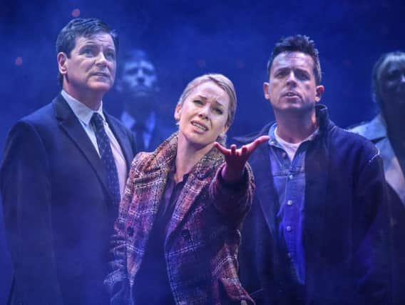 The cast of Blood Brothers featuring Linzi Hateley, Alexander Patmore and Joel Benedict