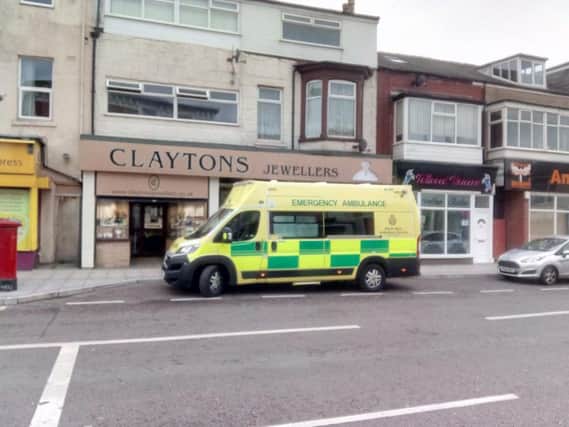Ambulance at the scene of a serious assault in Cookson Street, Blackpool.