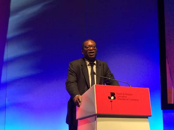 Brexit minister Kwasi Kwarteng speaking at the Brexit for Business Conference hosted by the North and Western Lancashire Chamber of Commerce.