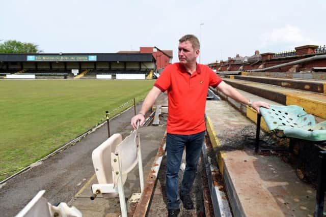 Mark Audin inspects the damage at Waterloo Bowling Club