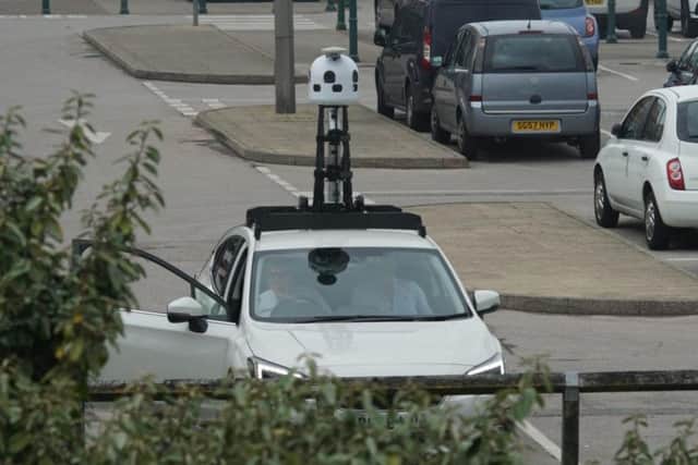 The Apple Maps car was spotted in the Morrisons car park on Squires Gate Lane.