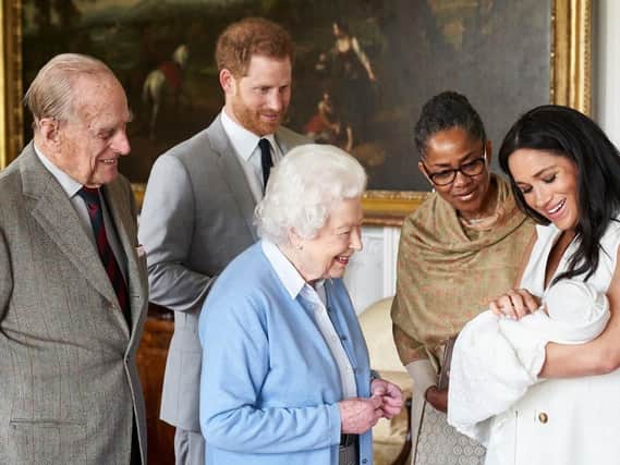 The Duke and Duchess of Sussex are joined by her mother, Doria Ragland, as they show their new son, born Monday and named as Archie Harrison Mountbatten-Windsor, to the Queen Elizabeth II and the Duke of Edinburgh at Windsor Castle. (PIC: Chris Allerton - copyright SussexRoyal)