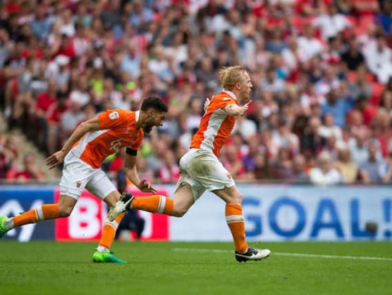 Mark Cullen scored Blackpool's winning goal in the 2016/17 League Two play-off final