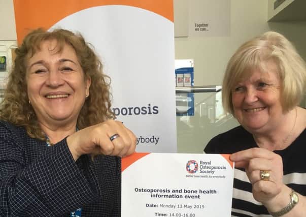 Beverley Clark, left, and Heather OHara, who help organise an Osteoporosis Support group in Blackpool, Fylde and Wyre promote the information session