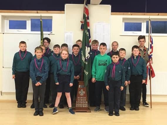1st Bispham Scout Troop were presented with the Presidents Flag by assistant district commissioner for the Blackpool Scout Section, Stewart Swan.