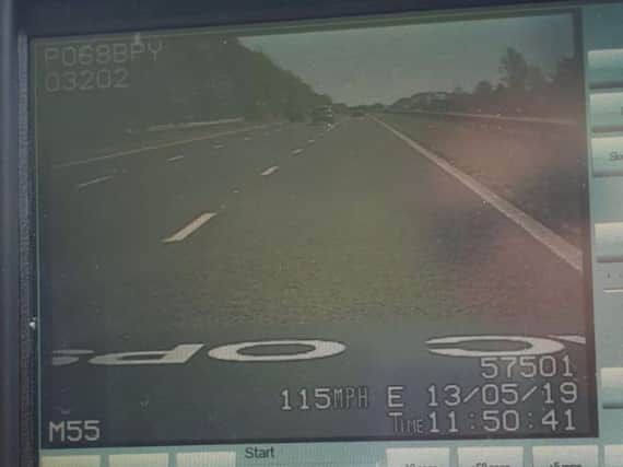 Police clocked her speed at 115mph.