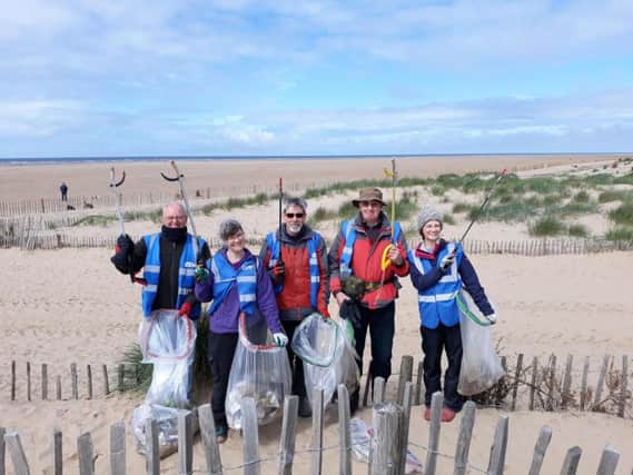 Litter pickers on St Annes beach