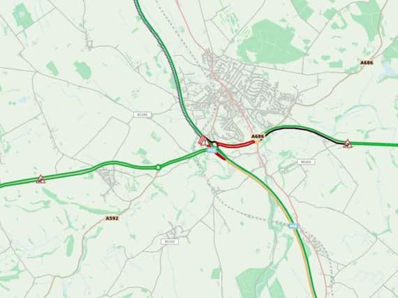 A map showing the M6 closure.