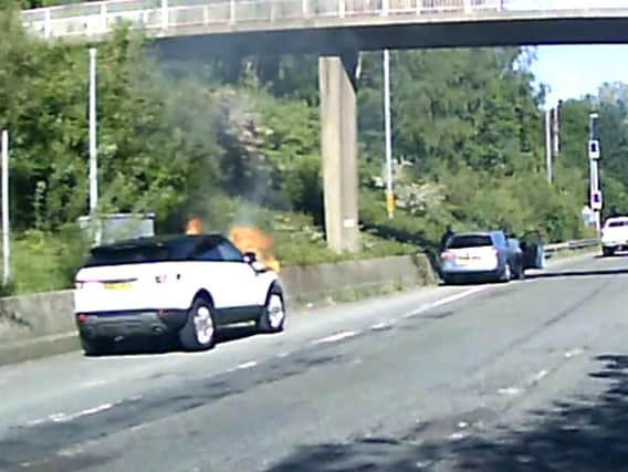 The vehicle on fire