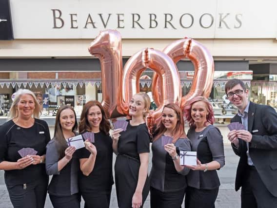 The team from Beaverbrooks' Blackpool store ready to celebrate the company's 100th anniversary