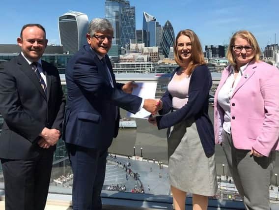 Fleetwood Nautical College. Captain Neil Atkinson, Head of Fleetwood Nautical Campus, Harry Theocari, Chairman of Maritime UK, Lizzie Dykes -Senior Tutor at Fleetwood Nautical Campus, Susan Cloggie-Holden, Chief Officer, Royal Fleet Auxiliary.