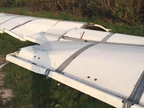 The metal and fibreglass pitch cover at Wyre Cricket Club, Poulton, has been destroyed