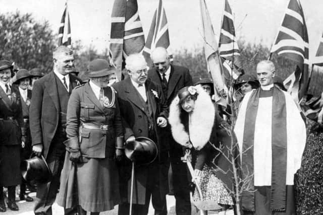 The flags were flying as a tree was planted in Stanley Park in Jubilee Year, 1935