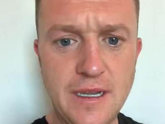 Screengrab posted by Tommy Robinson explaining why he punched another England fan to the ground ahead of the football match against the Netherlands.