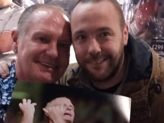 Fan Mark Dakers met Gazza on his visit to Blackpool