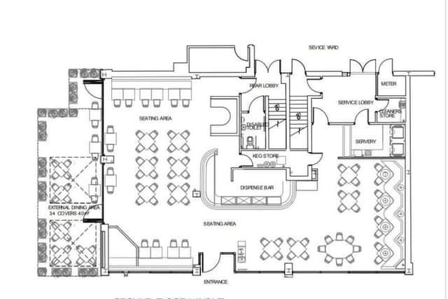The proposed layout of the bar, which will replace Prezzo in the Teanlowe Centre in Poulton
