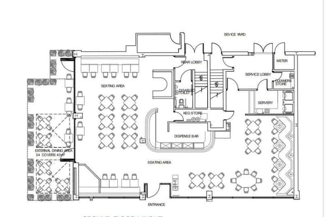 The proposed layout of the bar, which will replace Prezzo in the Teanlowe Centre in Poulton