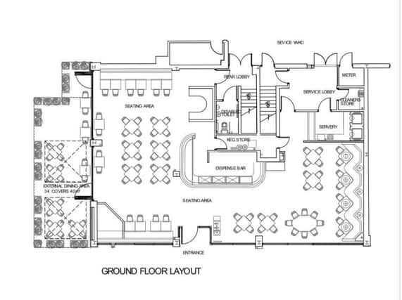 The proposed layout of the bar, which will replace Prezzo in the Teanlowe Centre in Poulton