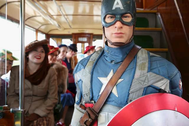 Captain America on a Heritage tram
Picture: Jason Lock