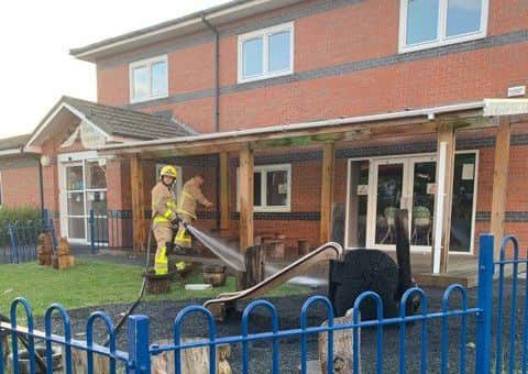 Arson attack at Grange Park children's centre. Picture by Natasha Shaw