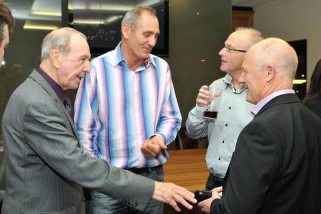 Dave Bamber centre left at the Billy Ayre tribute dinner at Bloomfield Road in 2012.
L-R Jimmy Armfield, Dave, Tony Rodwell and Neil Bailey.