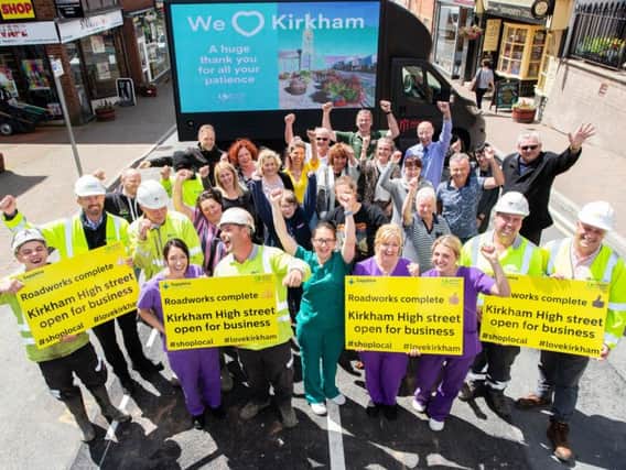 United Utilities workers gather to thank the people of Kirkham