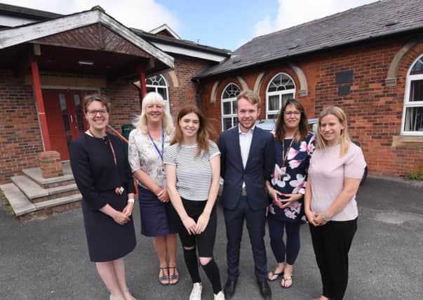 Baines Sixth Form is closing down.  L-R are headteacher Alison Chapman, sixth form study coordinator Karen Johnson, students Beth Waring and Sam Dow, subject leader in business and economics Sharon Wright and head of sixth form Emma Dawber.
