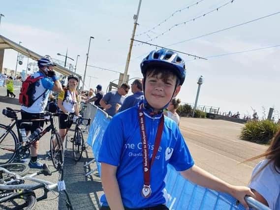 Seb Shepherd, 11, from Kirkham, who took part in the Manchester to Blackpool bike ride